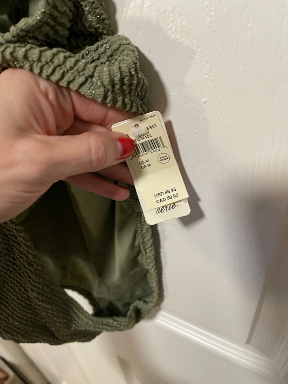 NEW Aeire Olive Green Textured One-Piece Swimsuit - Medium - Picture 7 of 8